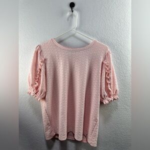 Tommy Hilfiger Light Pink Eyelet Frilly Blouse Size L